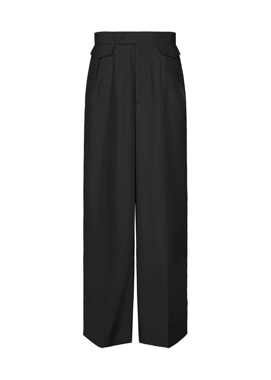 A product shot of the ISSEY MIYAKE HONEST ENSEMBLE trousers in black.