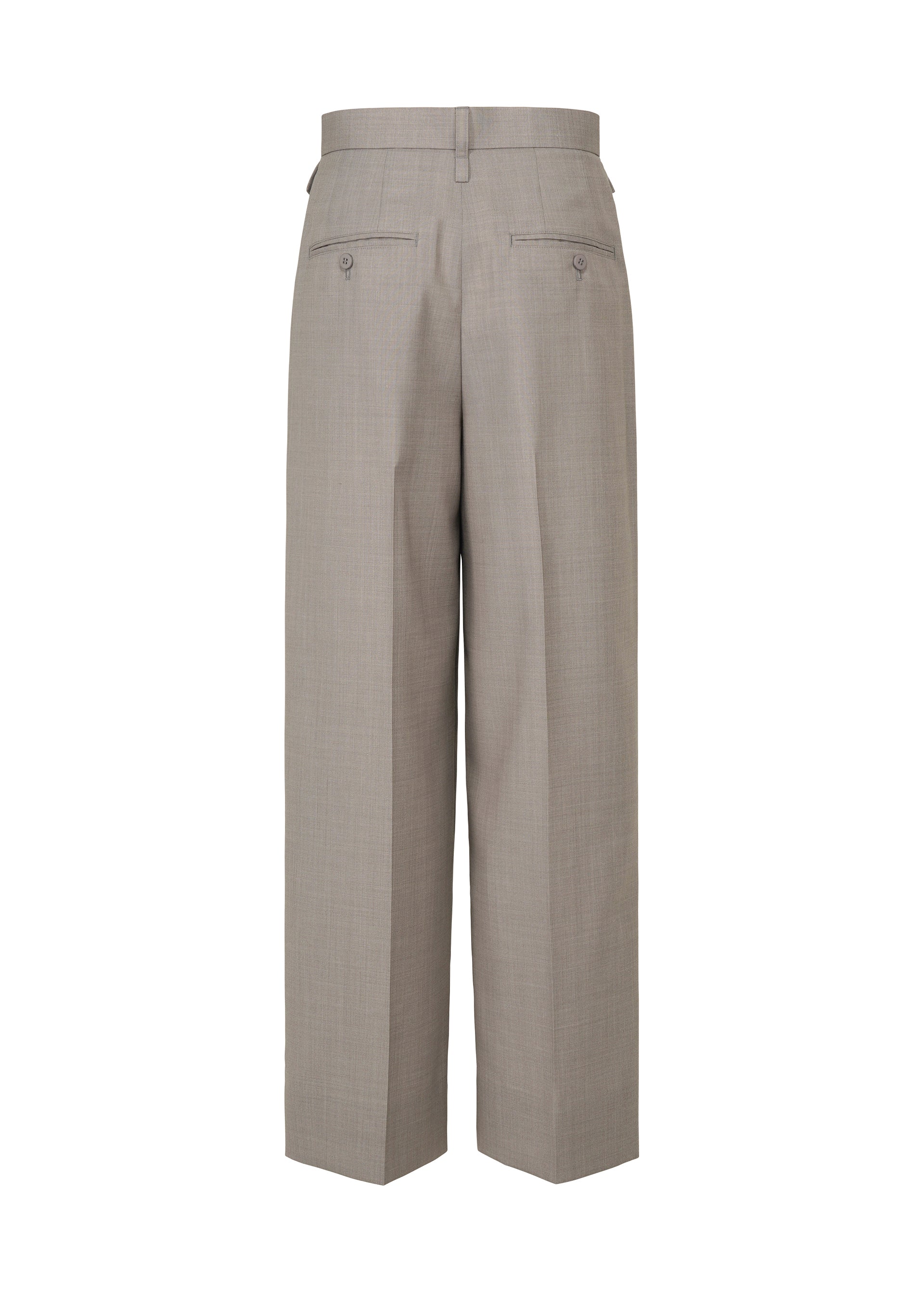 A detail shot of the ISSEY MIYAKE HONEST ENSEMBLE trousers.