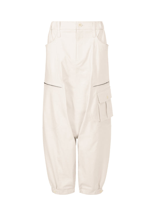 A product shot of the ISSEY MIYAKE GRAINY PANTS trousers in off-white.