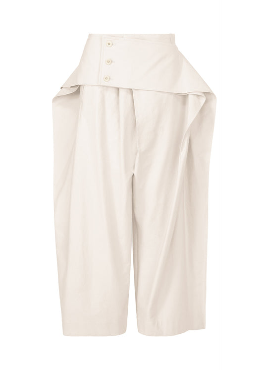 A product shot of the ISSEY MIYAKE GRAINY PANTS trousers in off-white.
