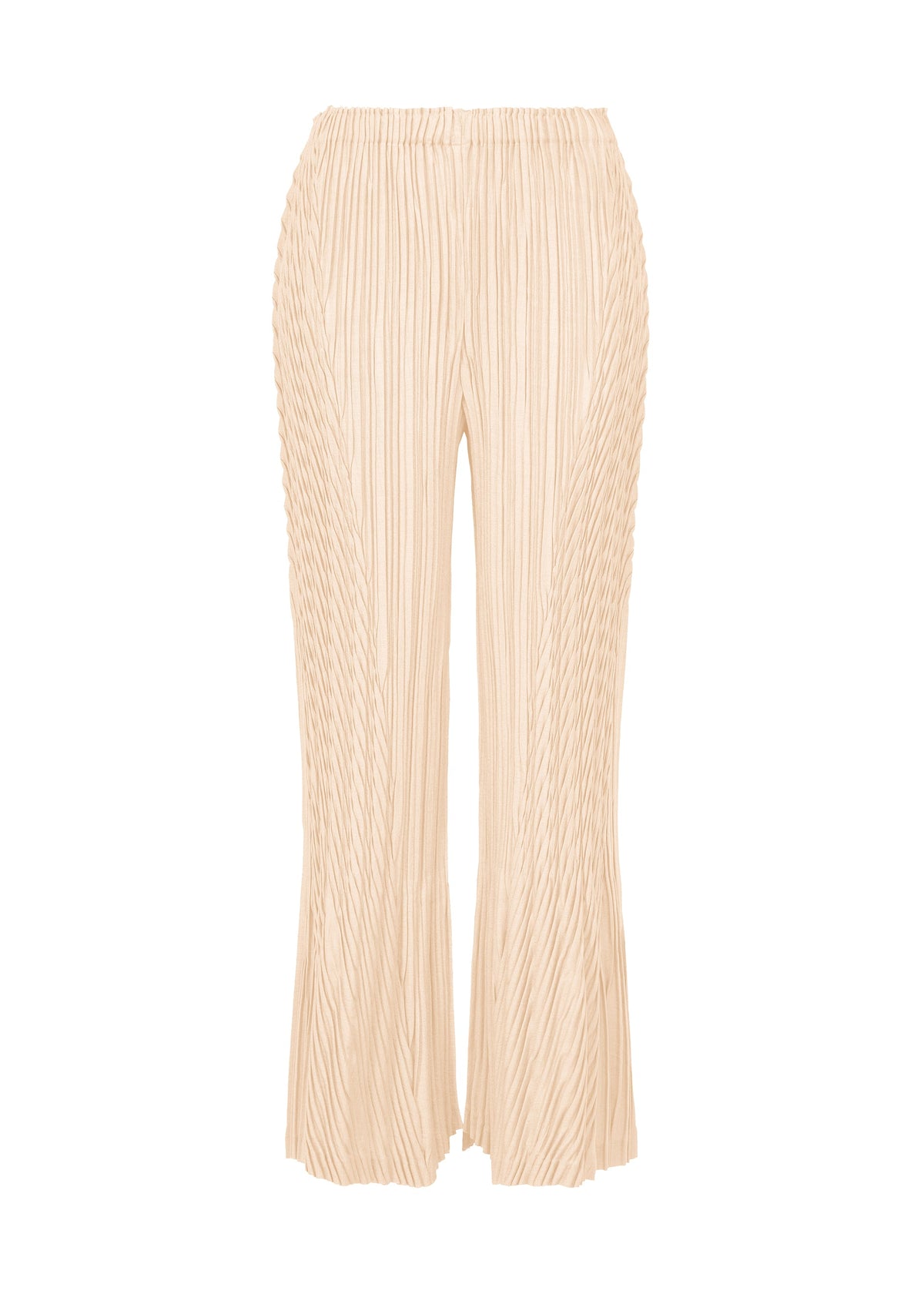 A product shot of the ISSEY MIYAKE UNFURLING PLEATS trousers in off-white.