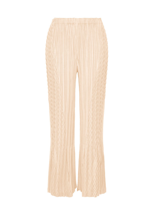 A product shot of the ISSEY MIYAKE UNFURLING PLEATS trousers in off-white.