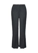 A product shot of the ISSEY MIYAKE UNFURLING PLEATS trousers in dark navy.