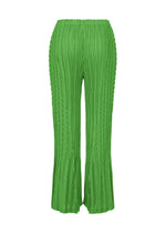 A detail shot of the ISSEY MIYAKE UNFURLING PLEATS trousers.