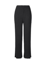 A product shot of the ISSEY MIYAKE HATCHING PLEATS trousers in black.