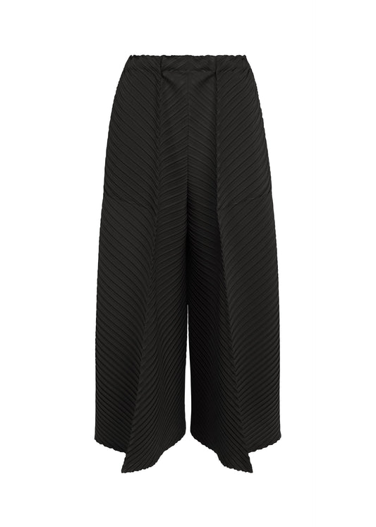 A product shot of the ISSEY MIYAKE TUBULAR PLEATS trousers in black.