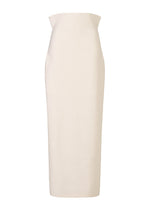 A product shot of the ISSEY MIYAKE ALLOW skirt in off-white.