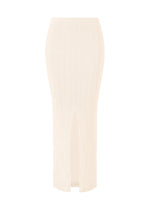 A product shot of the ISSEY MIYAKE RILL skirt in off-white.