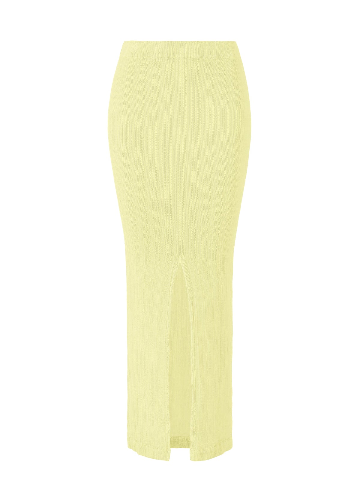A product shot of the ISSEY MIYAKE RILL skirt in dull cream.