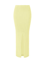A product shot of the ISSEY MIYAKE RILL skirt in dull cream.