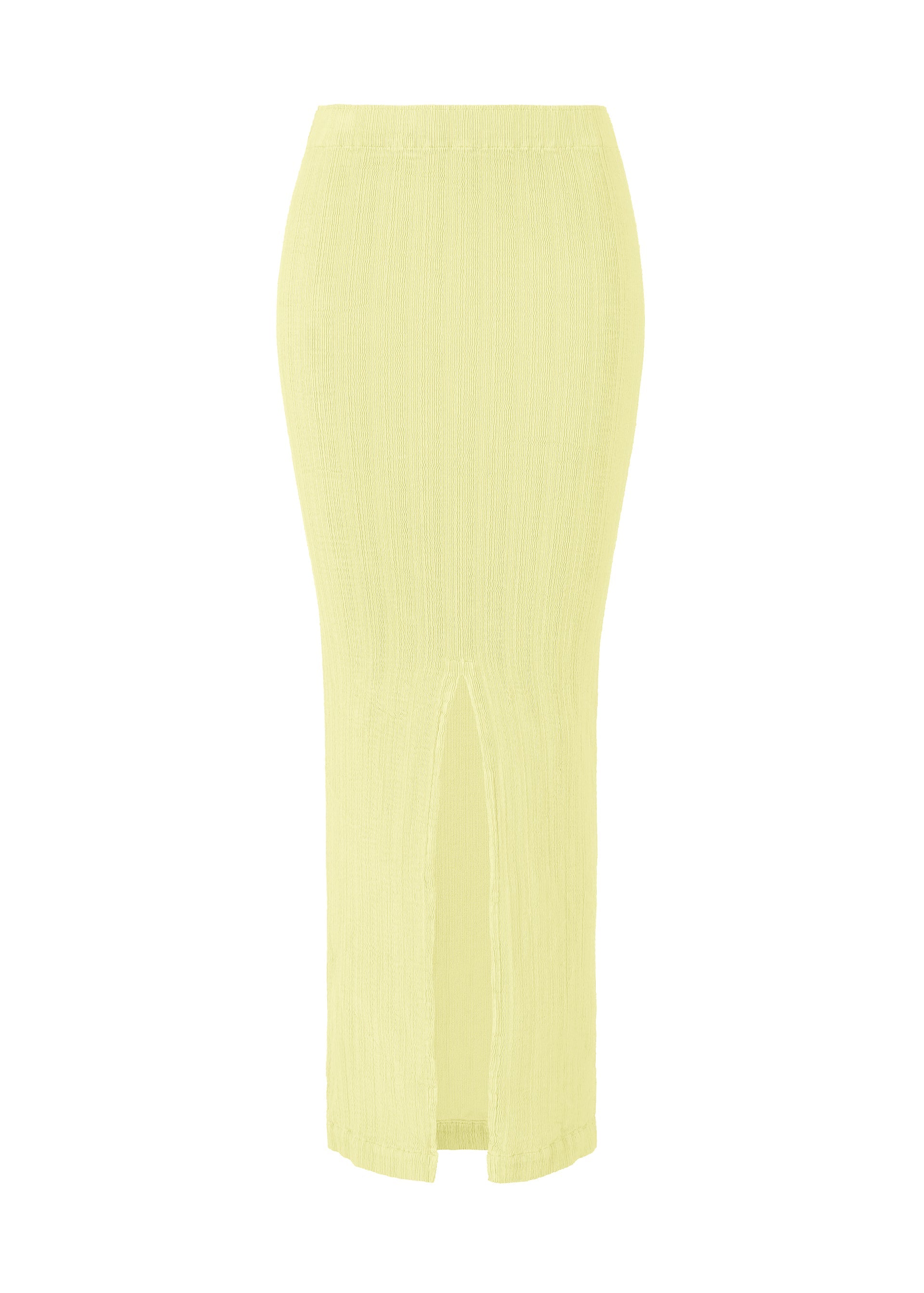 A product shot of the ISSEY MIYAKE RILL skirt in dull cream.