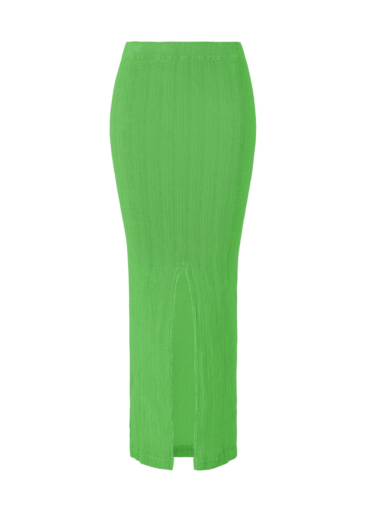 A product shot of the ISSEY MIYAKE RILL skirt in green.