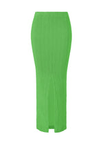 A product shot of the ISSEY MIYAKE RILL skirt in green.