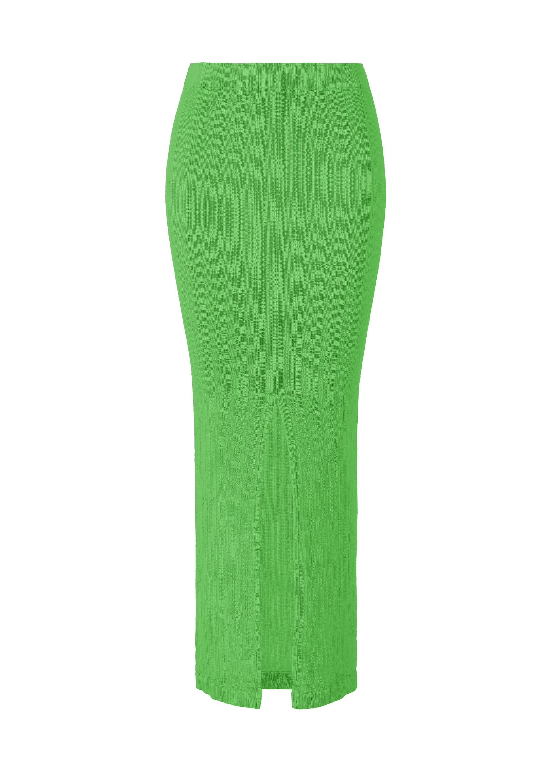 A product shot of the ISSEY MIYAKE RILL skirt in green.