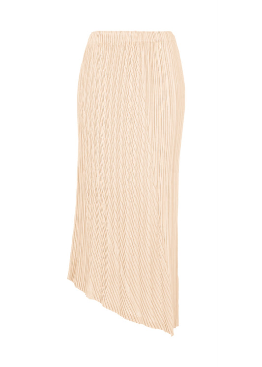 A product shot of the ISSEY MIYAKE UNFURLING PLEATS skirt in off-white.
