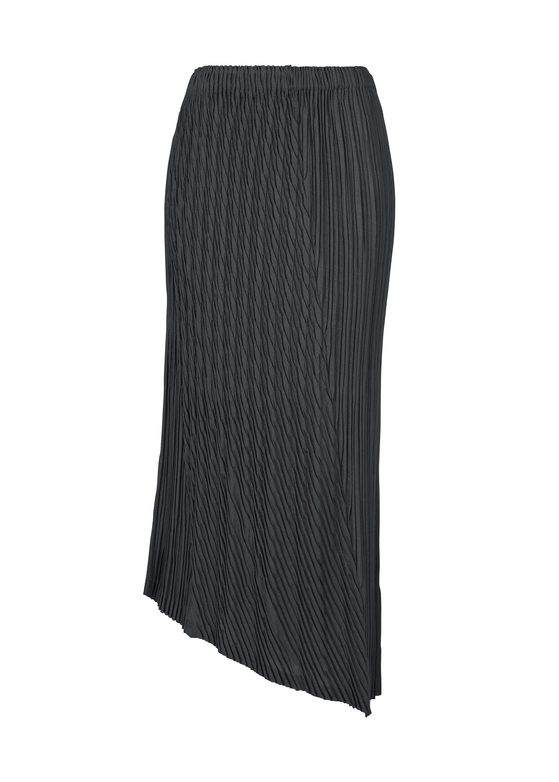 A product shot of the ISSEY MIYAKE UNFURLING PLEATS skirt in dark navy.