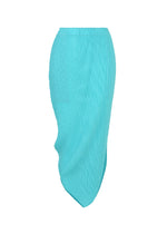 A product shot of the ISSEY MIYAKE LEAF PLEATS skirt in light blue.