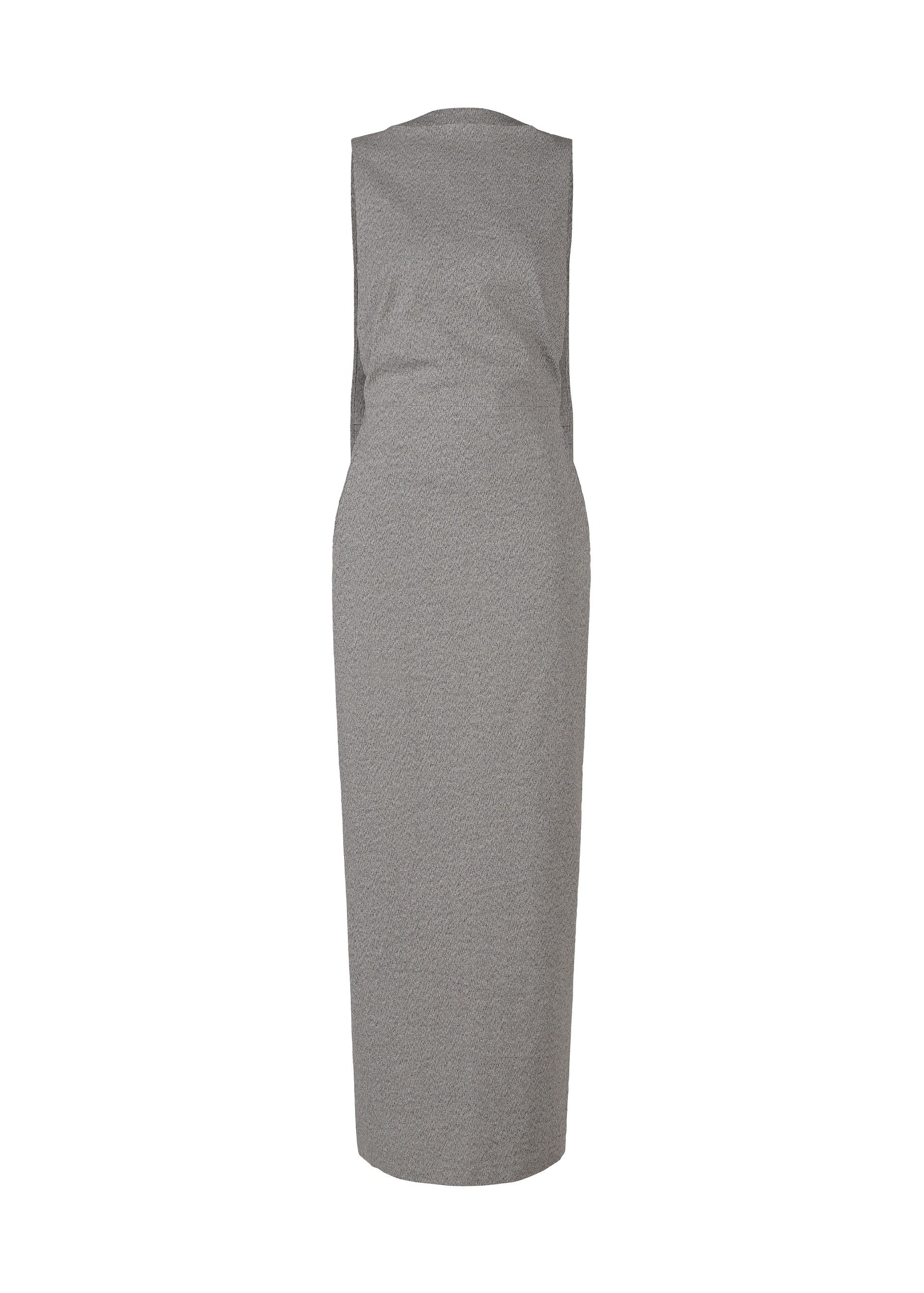 A product shot of the ISSEY MIYAKE ALLOW dress in gray.