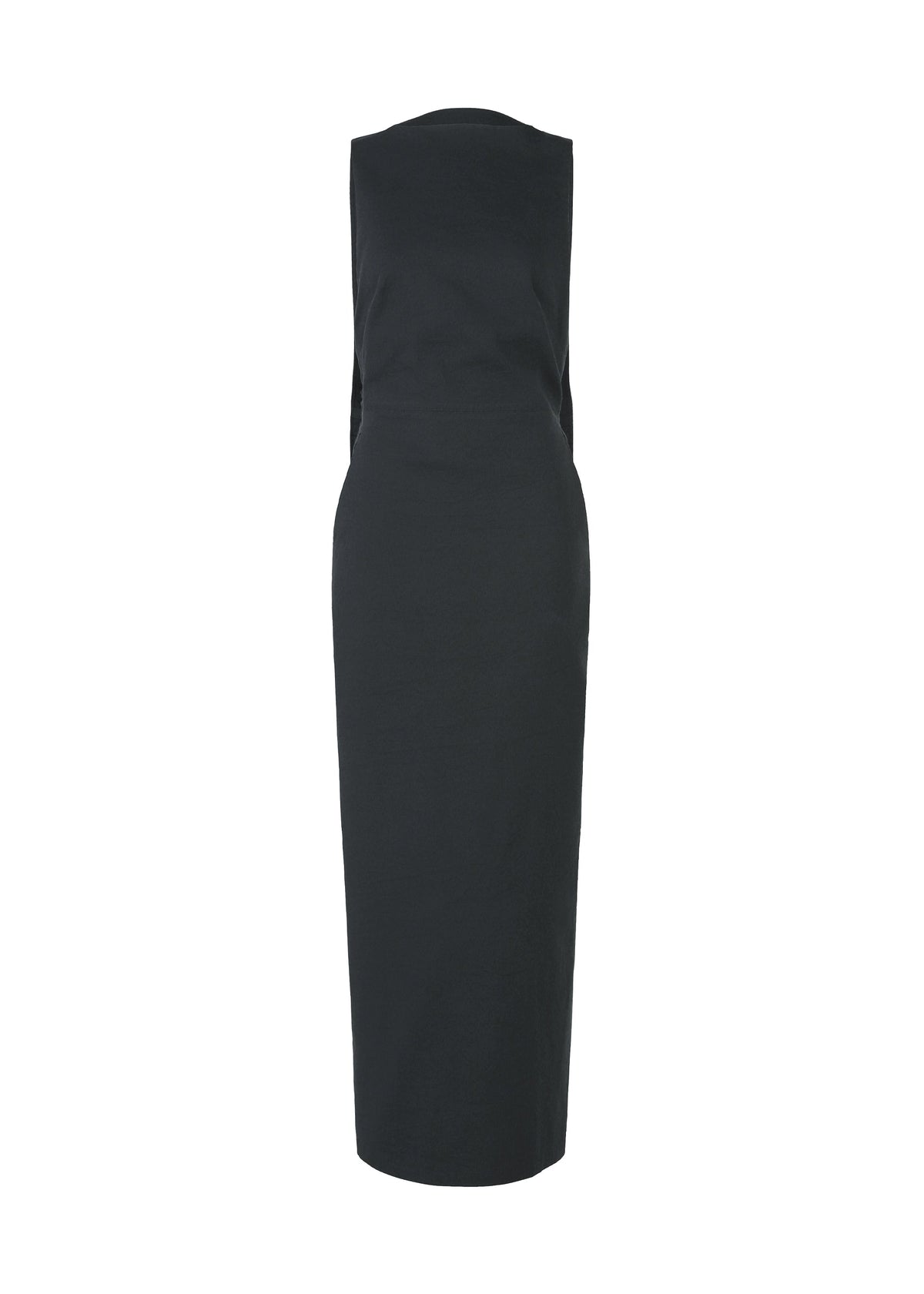 A product shot of the ISSEY MIYAKE ALLOW dress in dark navy.