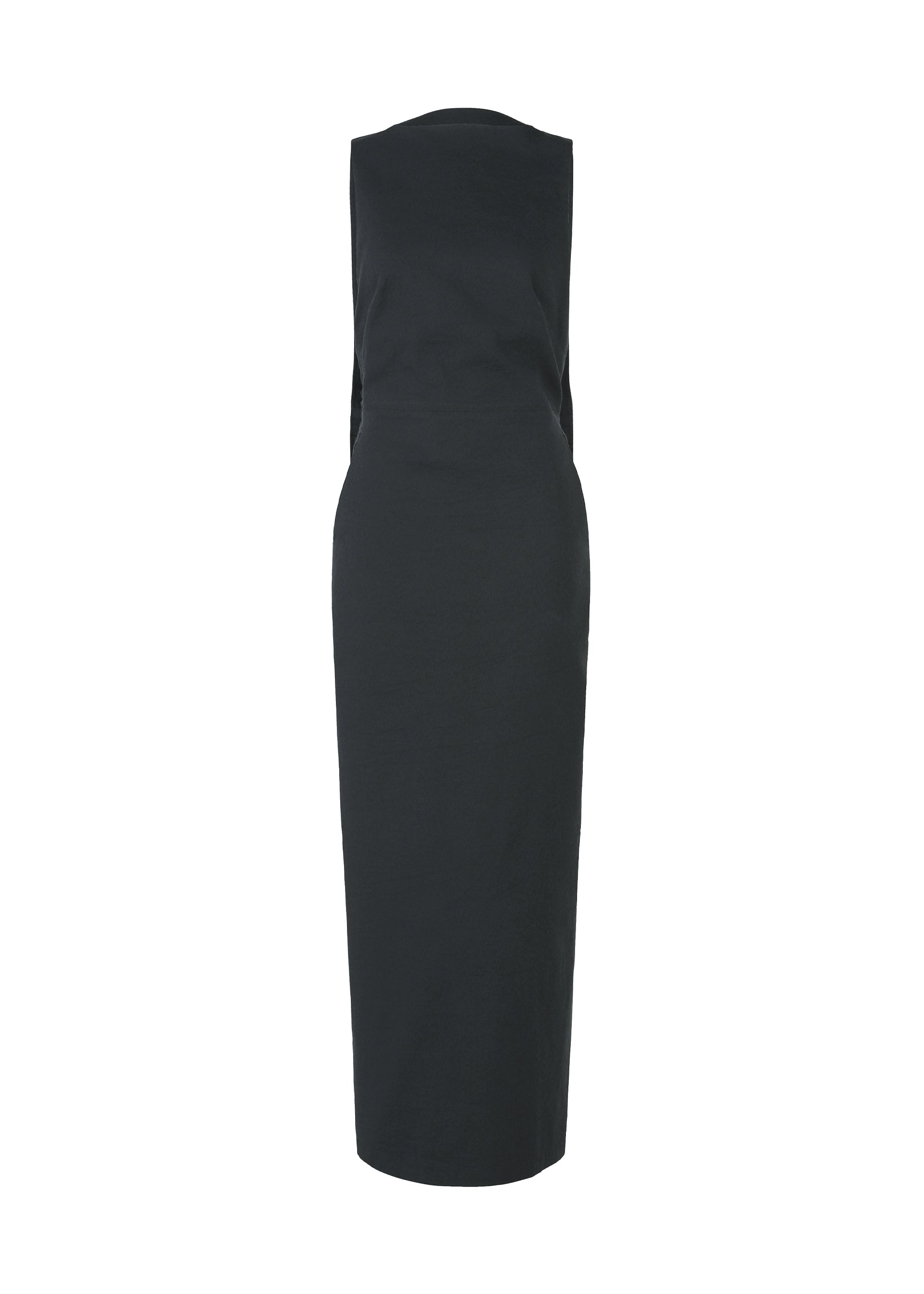 A product shot of the ISSEY MIYAKE ALLOW dress in dark navy.