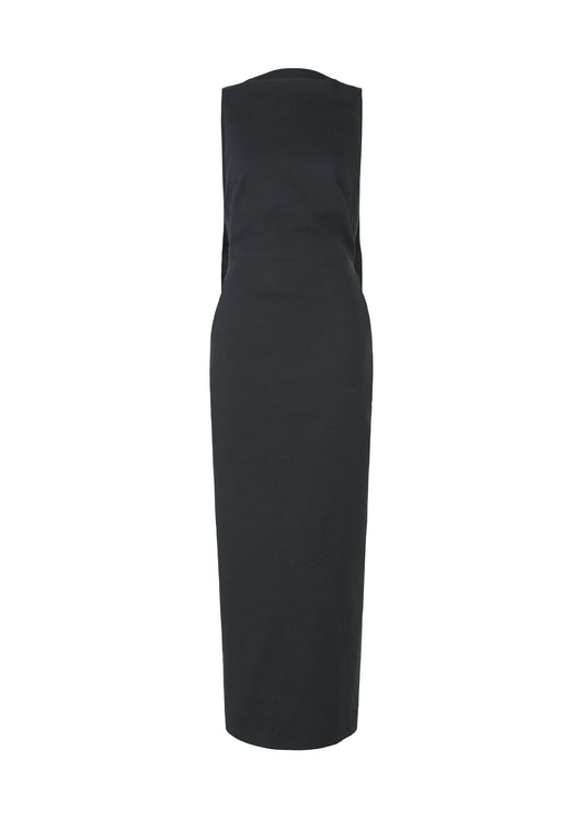 A product shot of the ISSEY MIYAKE ALLOW dress in dark navy.