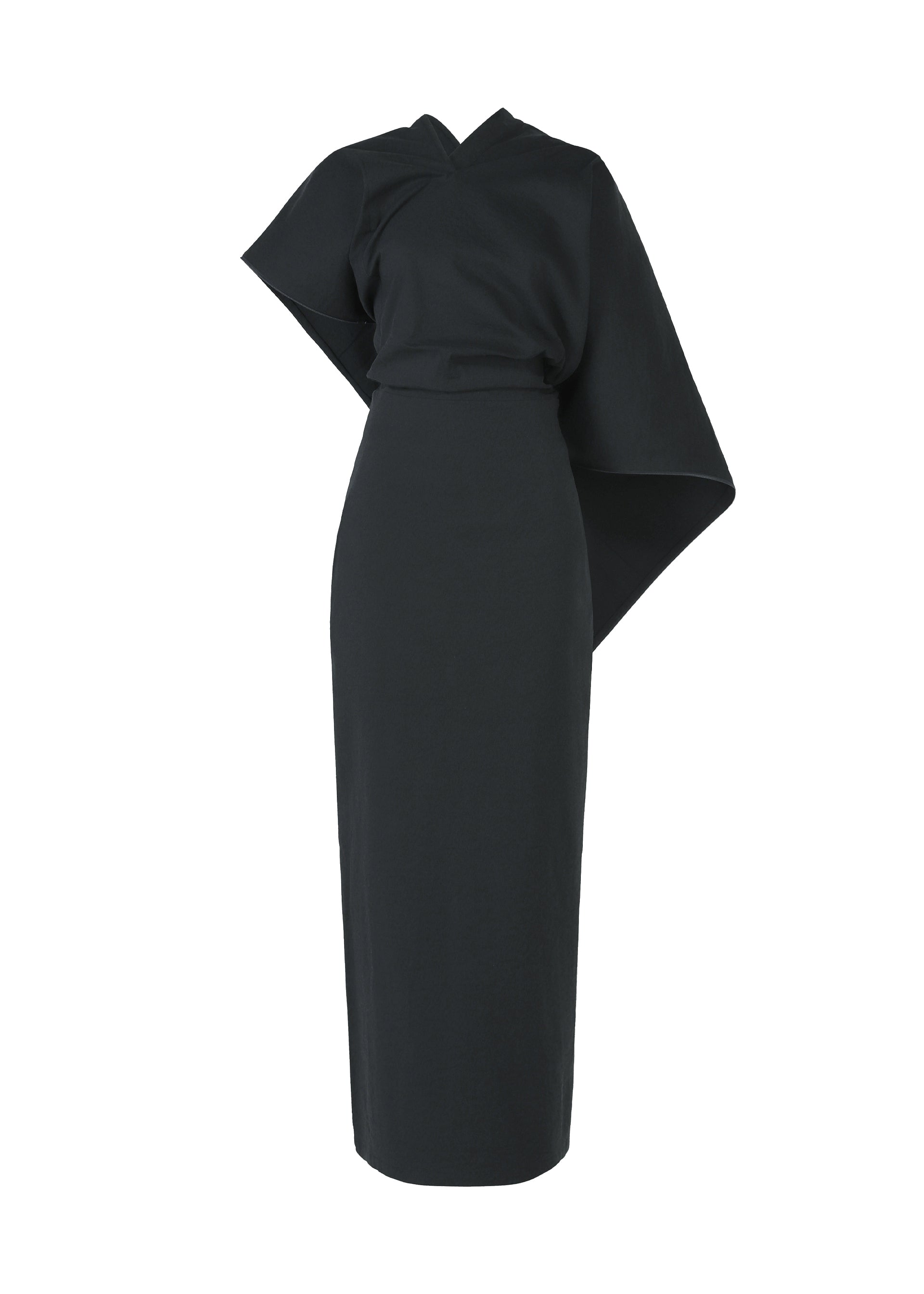 A product shot of the ISSEY MIYAKE ALLOW dress in dark navy.