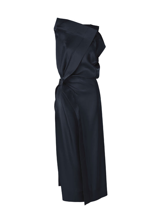 A product shot of the ISSEY MIYAKE MERCURY dress in dark navy.