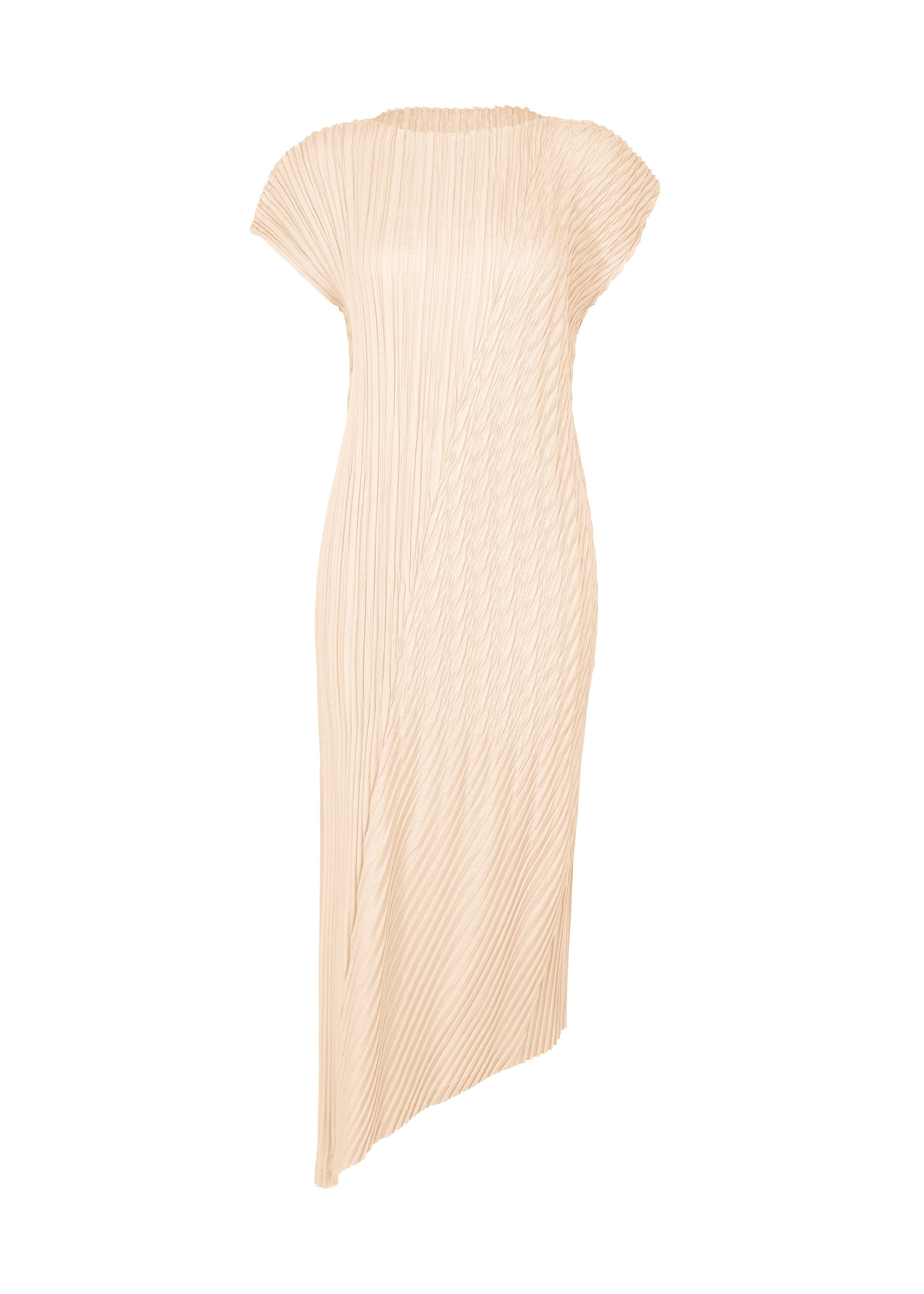 A product shot of the ISSEY MIYAKE UNFURLING PLEATS dress in off-white.