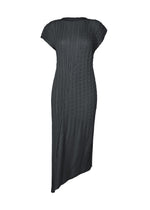 A product shot of the ISSEY MIYAKE UNFURLING PLEATS dress in dark navy.