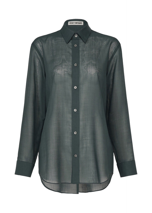 A product shot of the ISSEY MIYAKE SHEER WOOL shirt in dark navy.