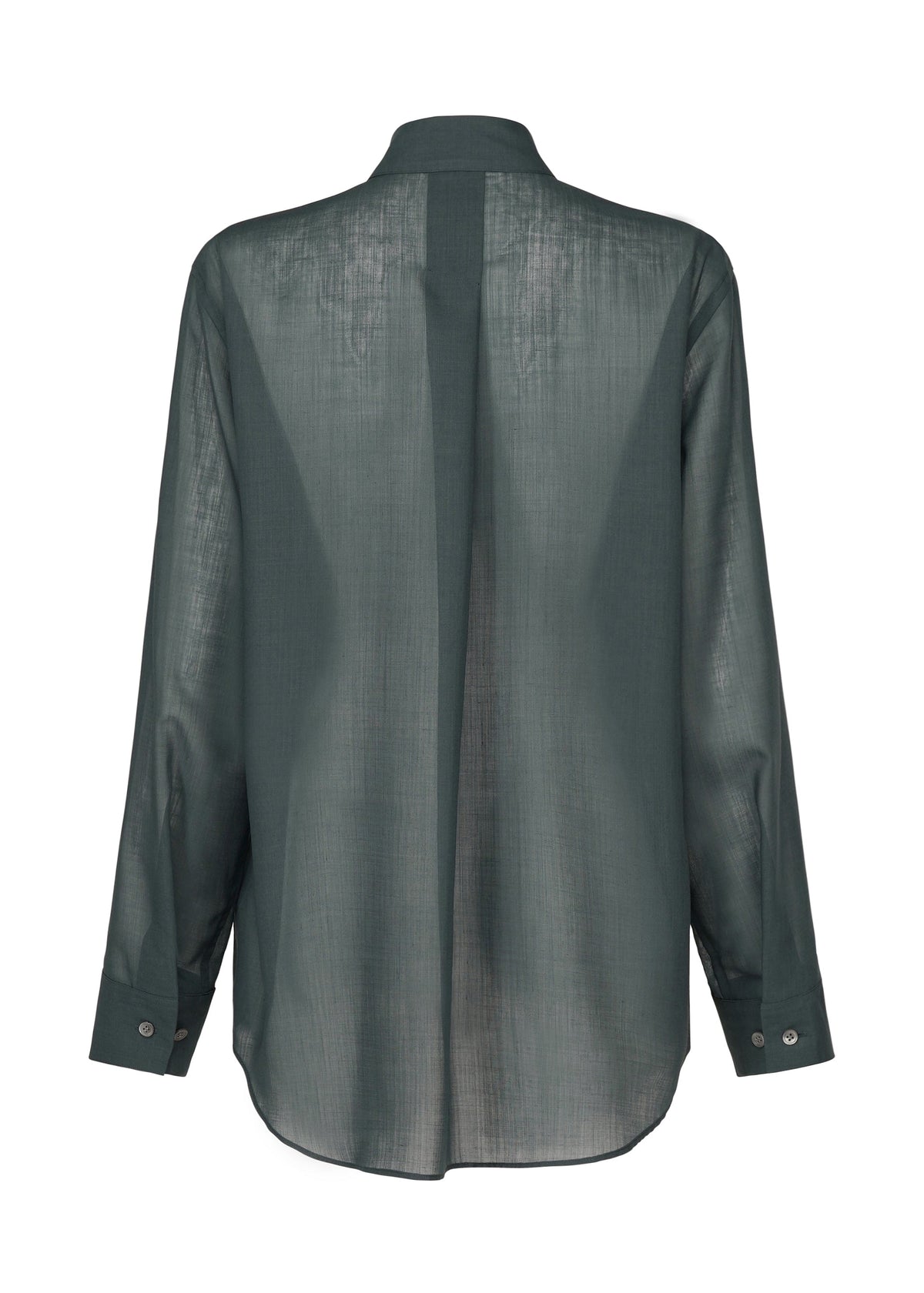 A detail shot of the ISSEY MIYAKE SHEER WOOL shirt.