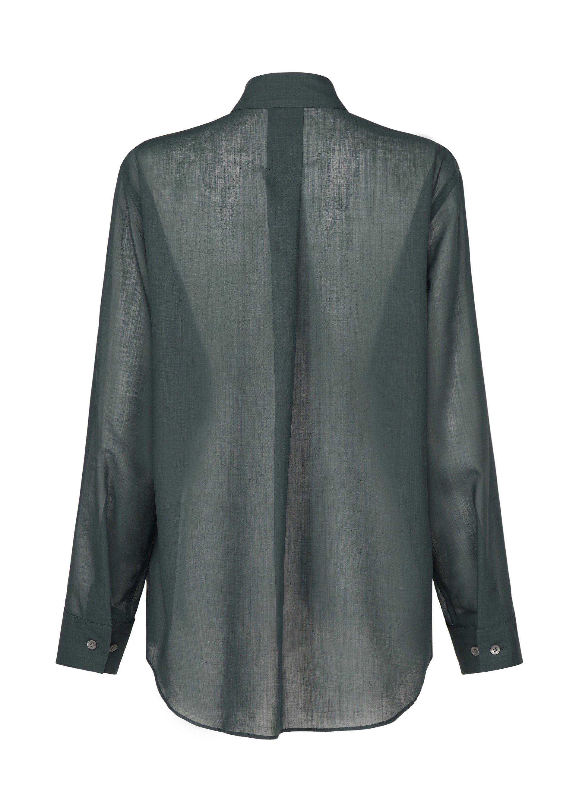 A detail shot of the ISSEY MIYAKE SHEER WOOL shirt.