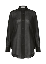 A product shot of the ISSEY MIYAKE SHEER WOOL shirt in black.