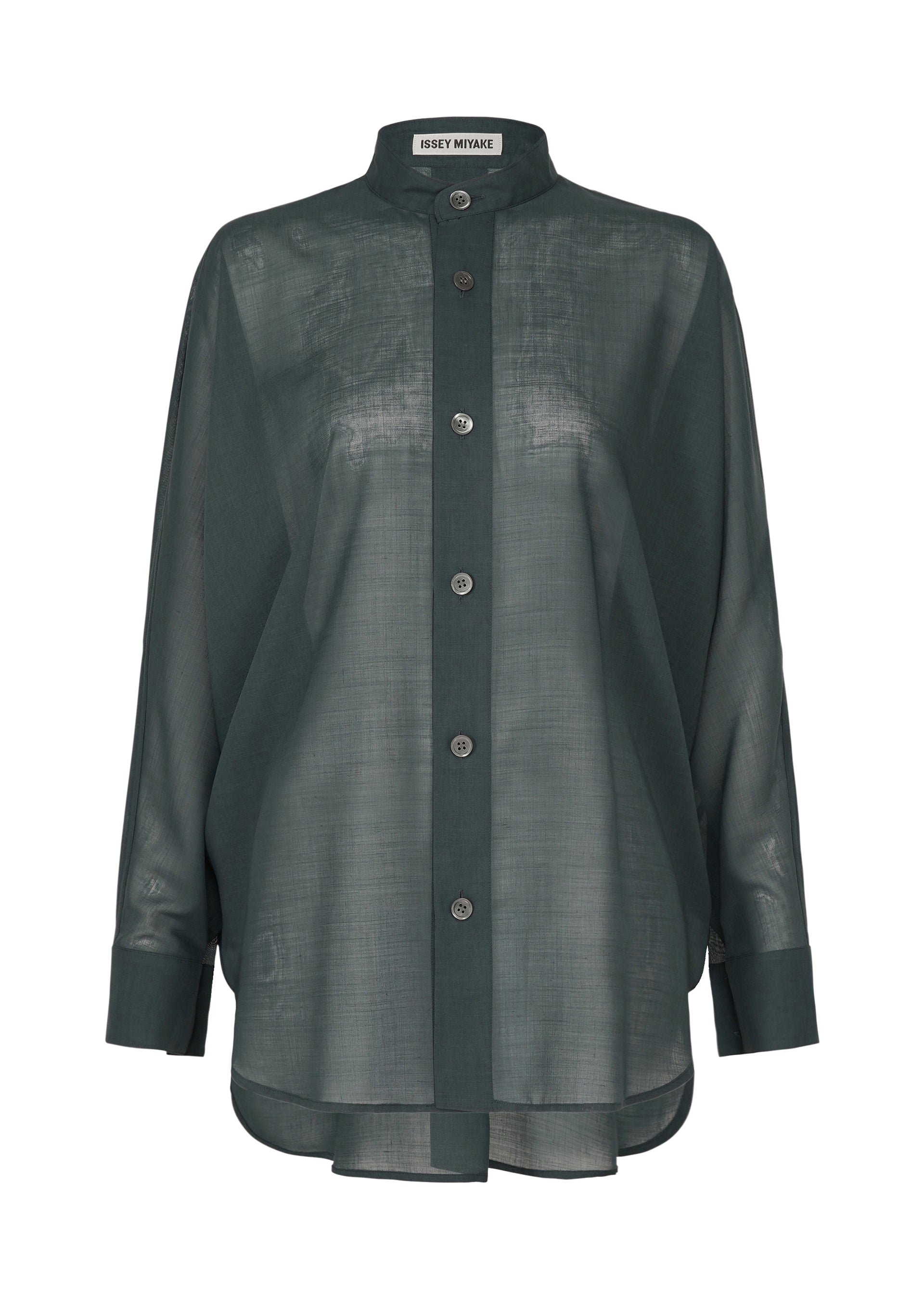 A product shot of the ISSEY MIYAKE SHEER WOOL shirt in dark navy.