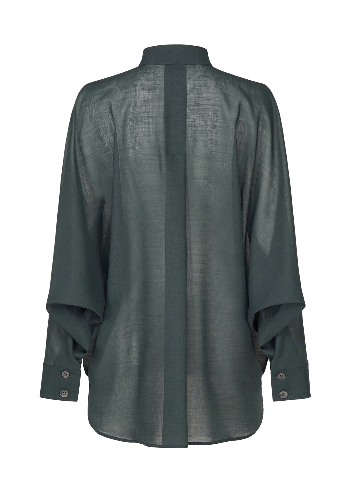 A detail shot of the ISSEY MIYAKE SHEER WOOL shirt.