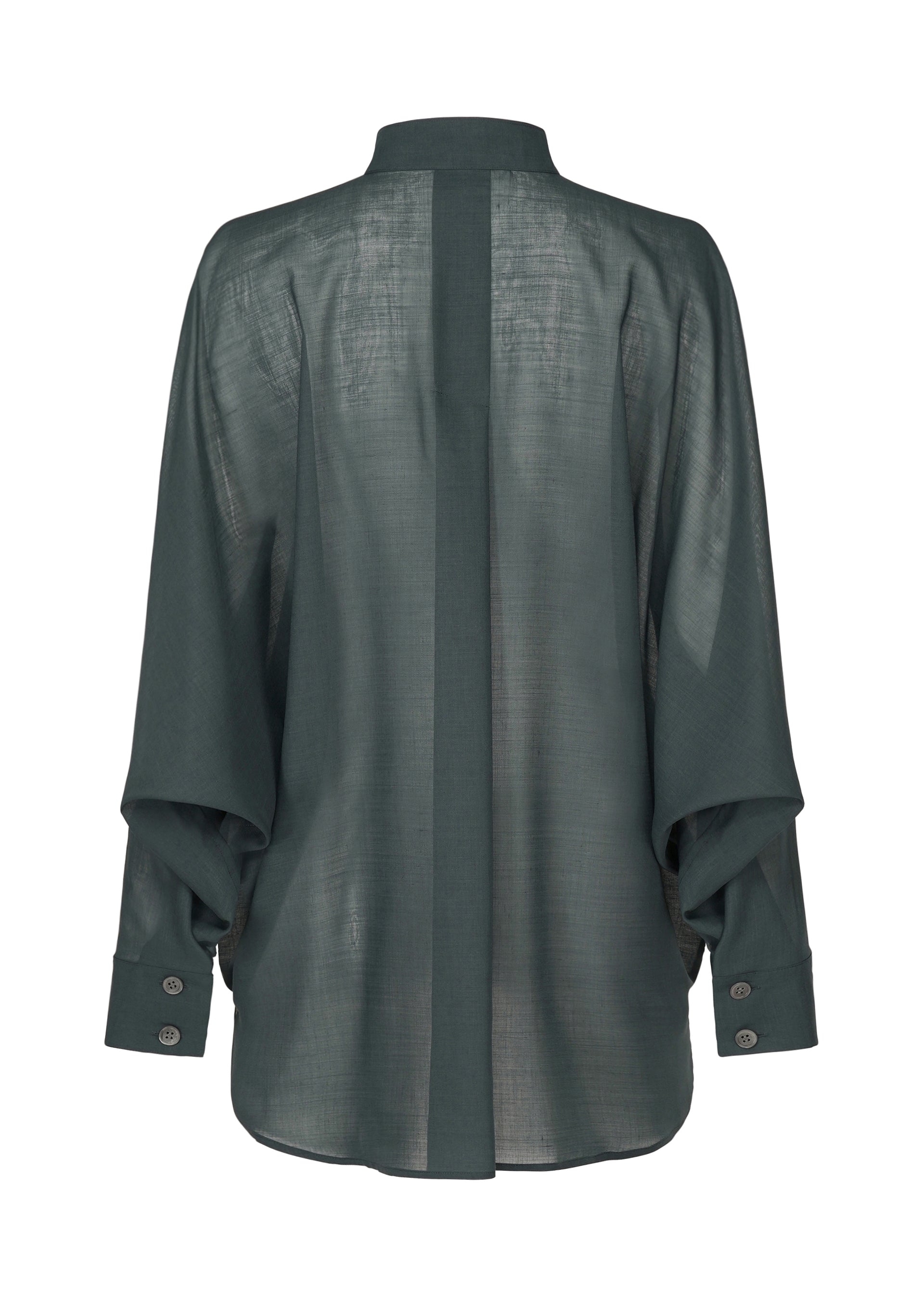 A detail shot of the ISSEY MIYAKE SHEER WOOL shirt.