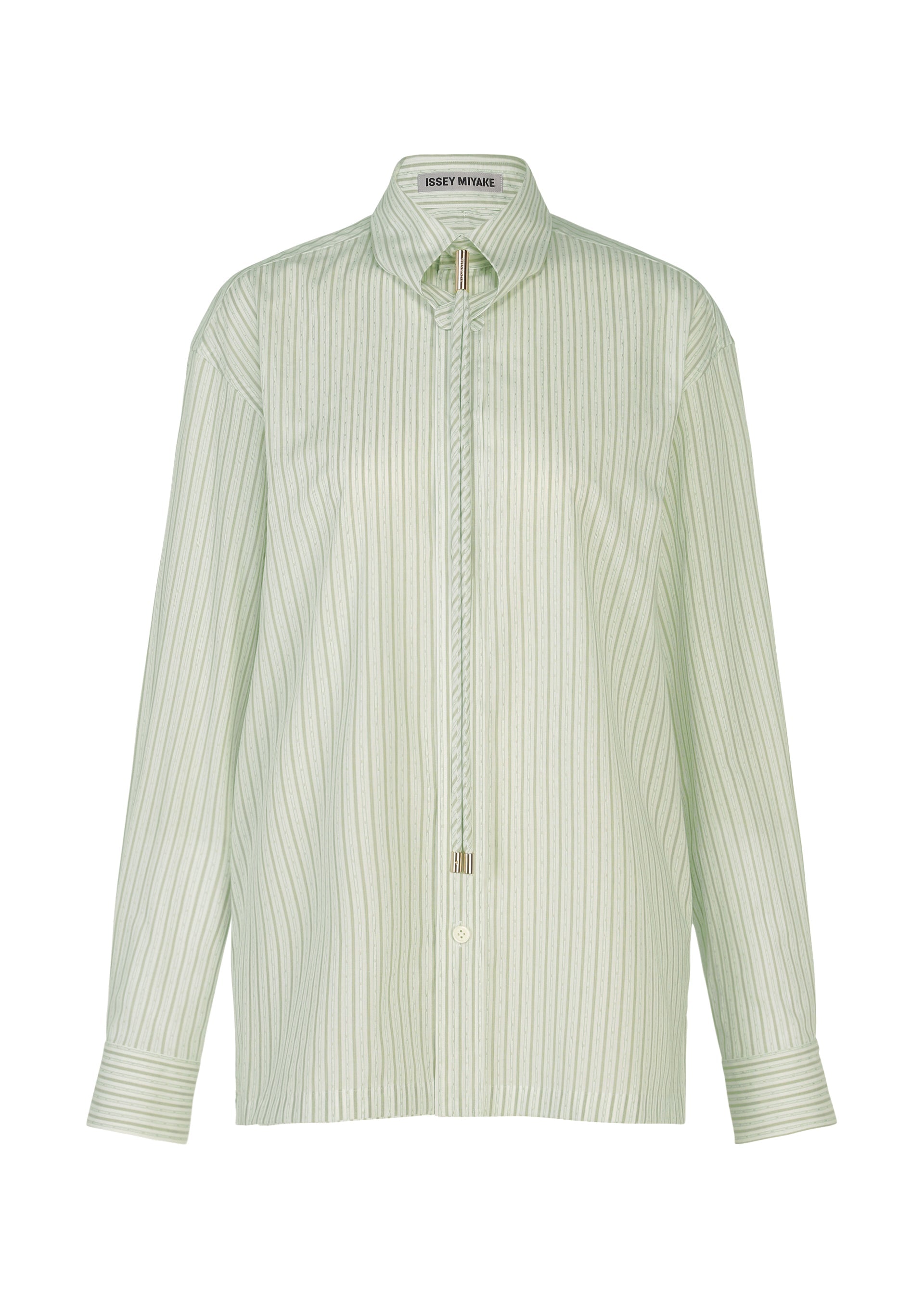 A product shot of the ISSEY MIYAKE MONSIEUR SHIRT(DOBBY STRIPE) shirt in white-hued.