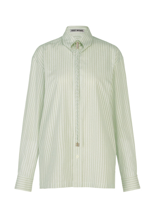 A product shot of the ISSEY MIYAKE MONSIEUR SHIRT(DOBBY STRIPE) shirt in white-hued.