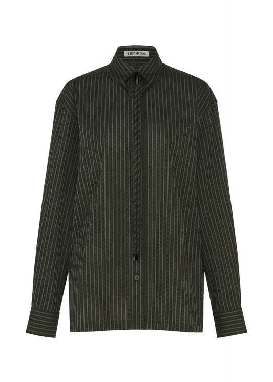 A product shot of the ISSEY MIYAKE MONSIEUR SHIRT(DOBBY STRIPE) shirt in black-hued.