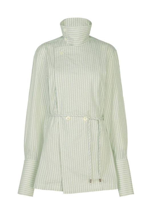 A product shot of the ISSEY MIYAKE MONSIEUR SHIRT(DOBBY STRIPE) shirt in white-hued.