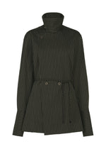 A product shot of the ISSEY MIYAKE MONSIEUR SHIRT(DOBBY STRIPE) shirt in black-hued.