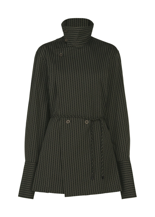A product shot of the ISSEY MIYAKE MONSIEUR SHIRT(DOBBY STRIPE) shirt in black-hued.
