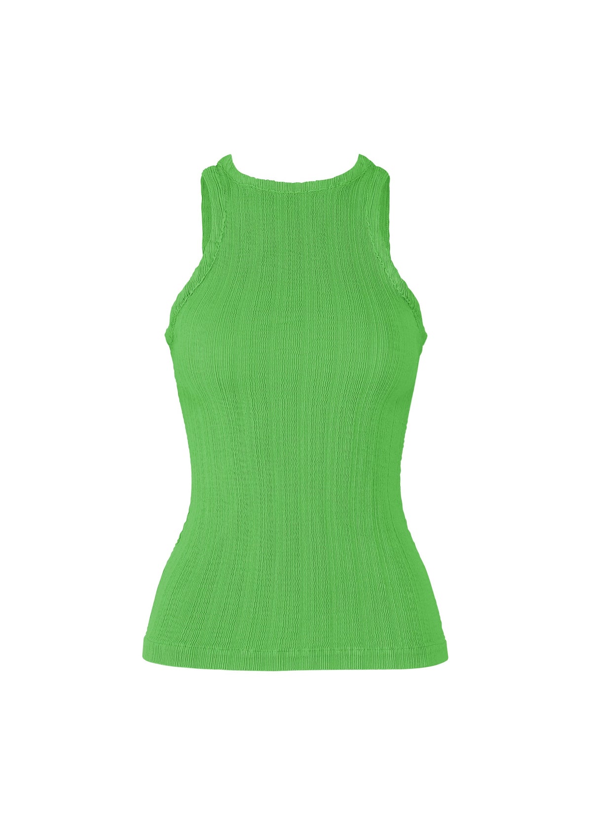 A product shot of the ISSEY MIYAKE RILL shirt in green.