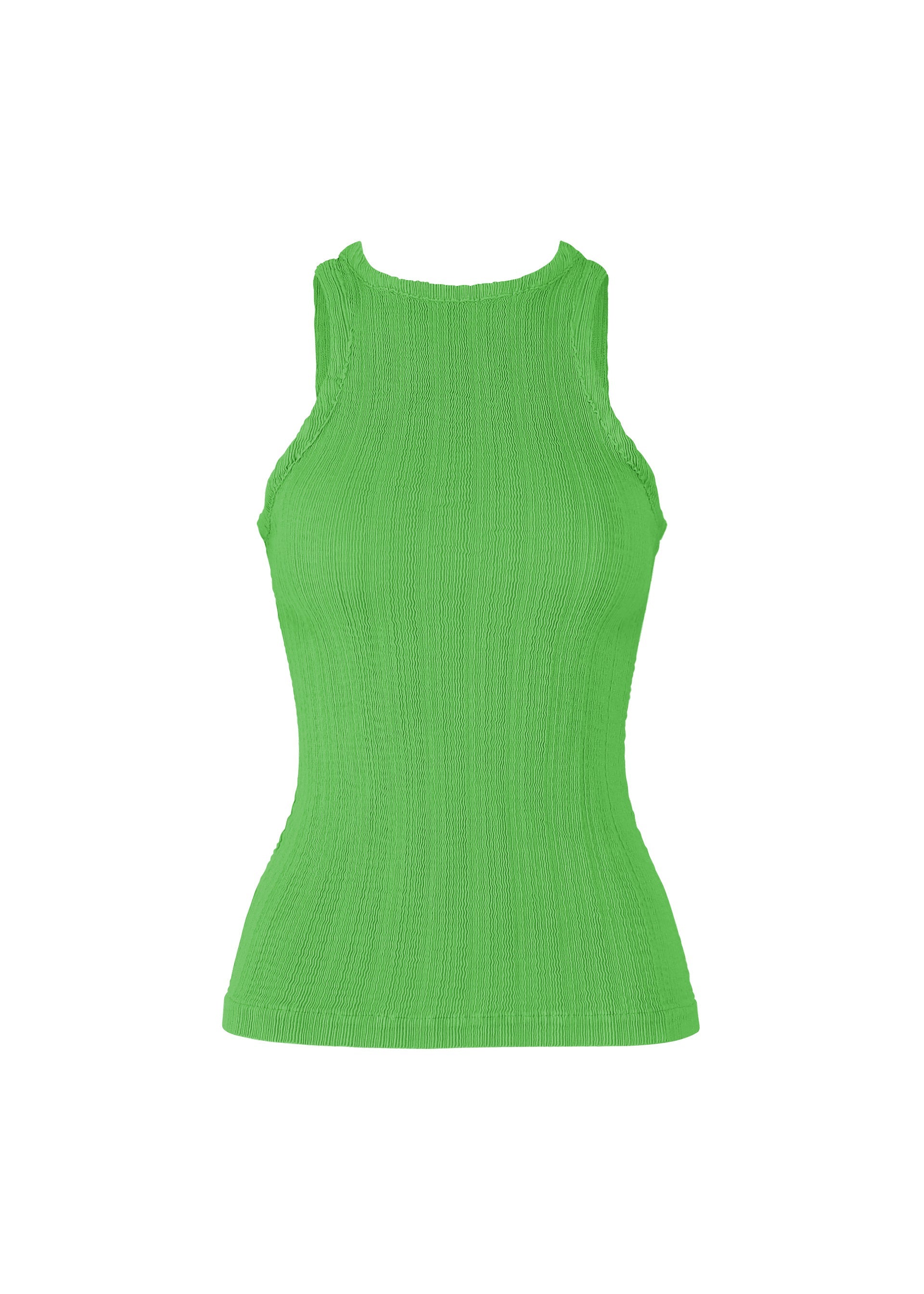 A product shot of the ISSEY MIYAKE RILL shirt in green.