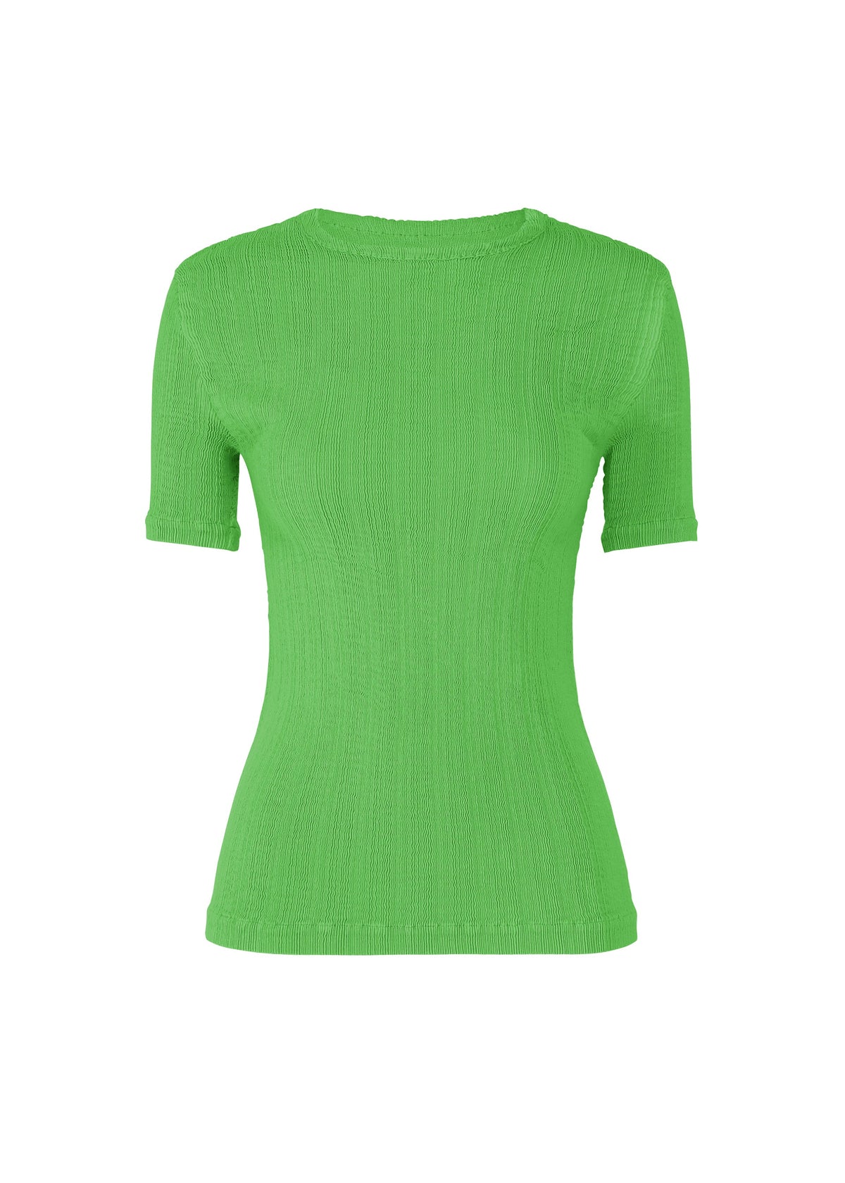 A product shot of the ISSEY MIYAKE RILL shirt in green.