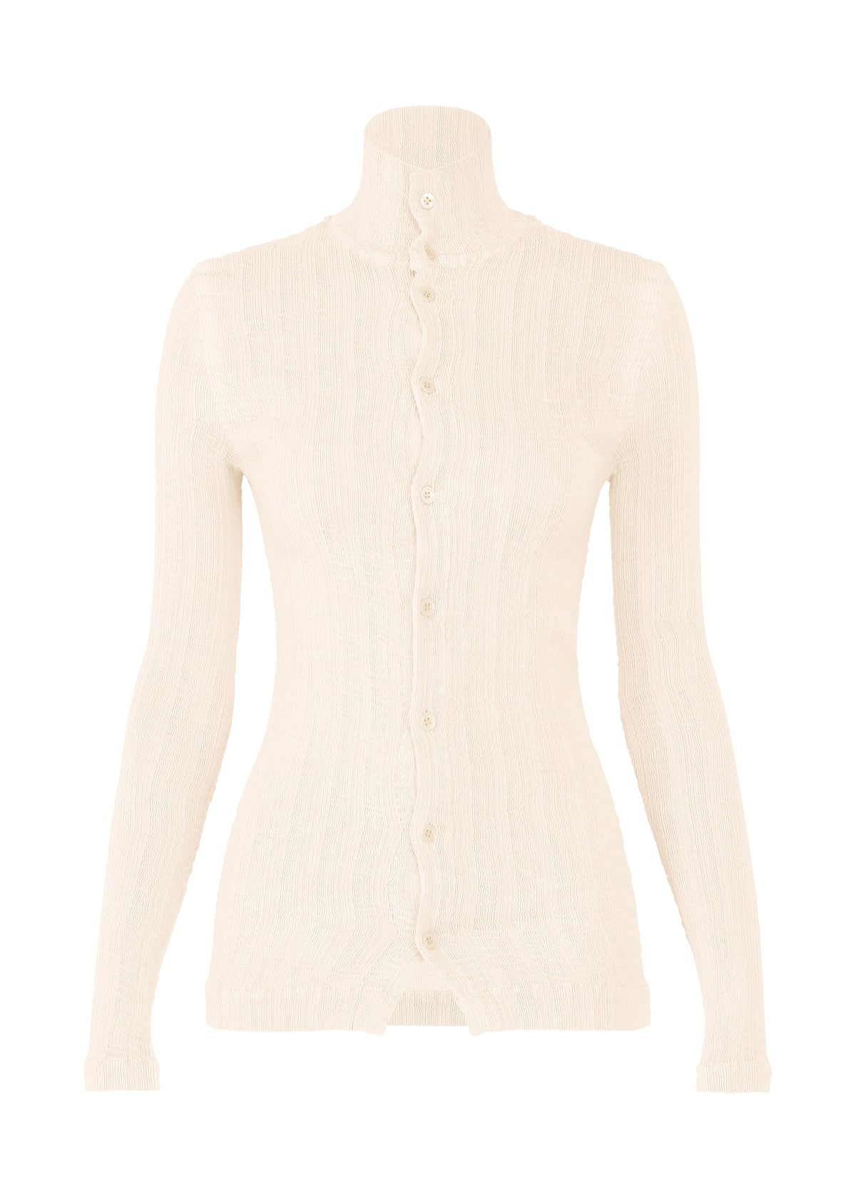 A product shot of the ISSEY MIYAKE RILL shirt in off-white.