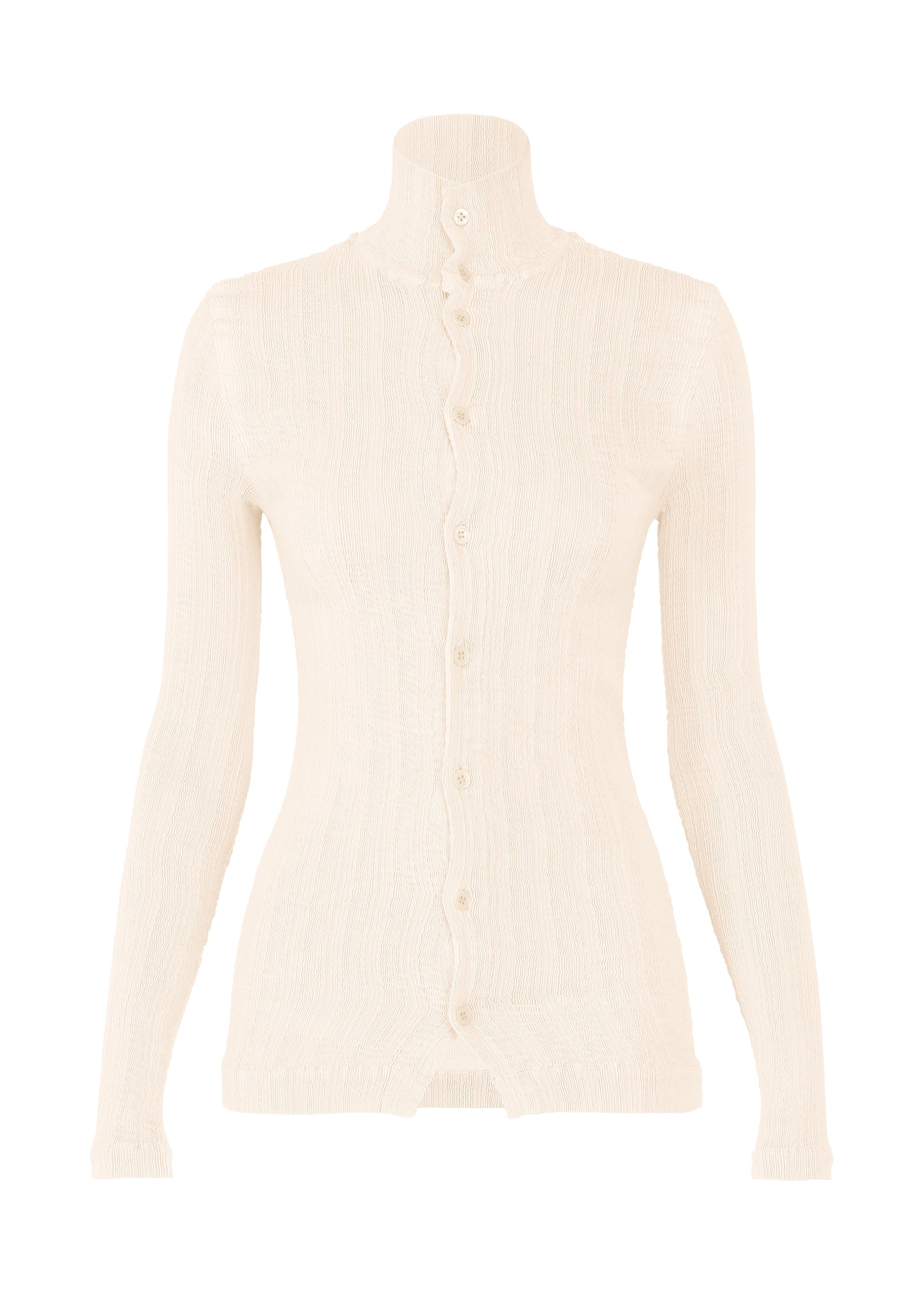 A product shot of the ISSEY MIYAKE RILL shirt in off-white.