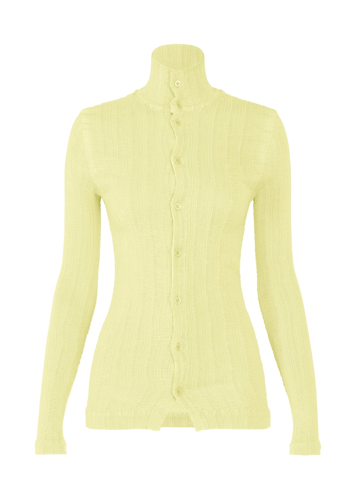 A product shot of the ISSEY MIYAKE RILL shirt in dull cream.