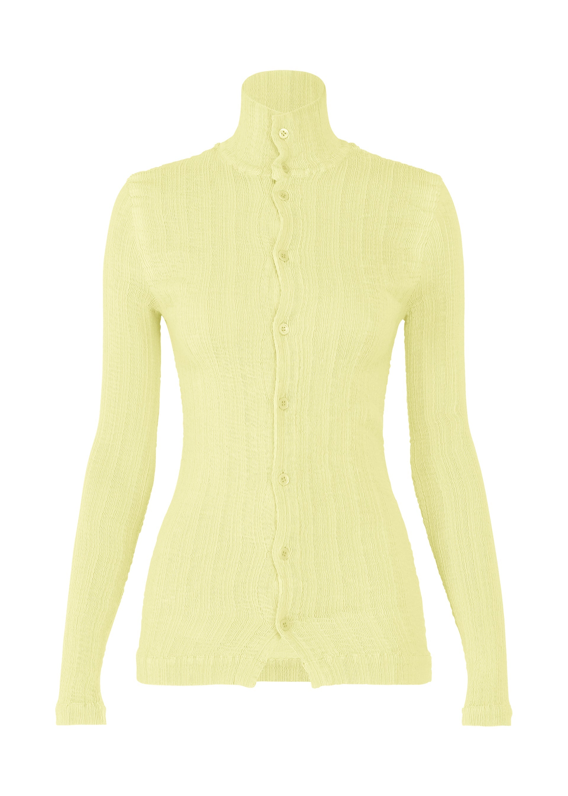 A product shot of the ISSEY MIYAKE RILL shirt in dull cream.