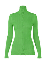 A product shot of the ISSEY MIYAKE RILL shirt in green.